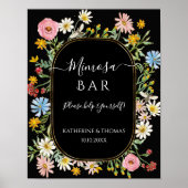Poster Couronne florale de fleurs sauvages Boho Chic Bar (Devant)