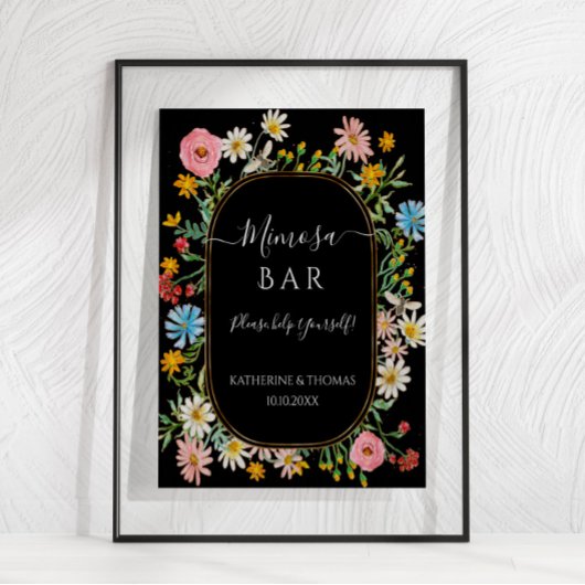 Poster Couronne florale de fleurs sauvages Boho Chic pour