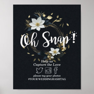 Poster Couronne florale en or blanc Panneau de mariage av