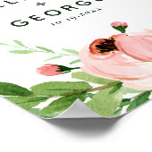 Poster Couronne florale rose rose mariage (Coin)