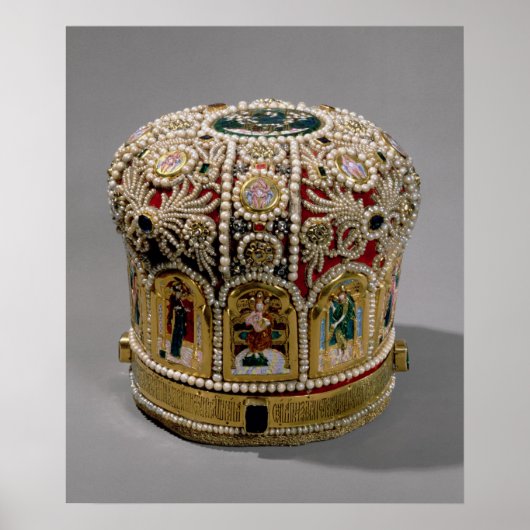 Poster Couronne mitre sertie de perles et précieux (Devant)