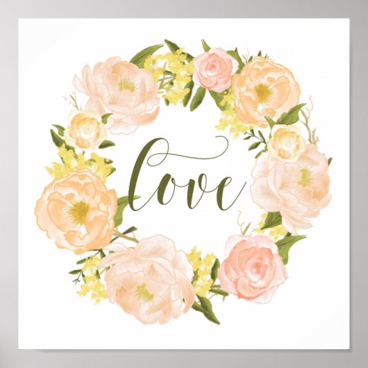 Poster Couronne Pastel Orange Peonies | Love Lettering (Devant)