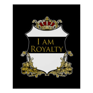 Poster Couronne Royale de Luxe Crête Bouclier Or Gras Rég