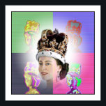Poster Couronnement d'art pop pour Elizabeth II<br><div class="desc">Nous avons entouré le beau portrait de la reine Elizabeth avec de petites images colorées</div>