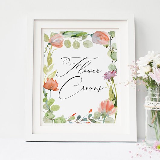 Poster Couronnes de fleurs de jardin en aquarelle pour do