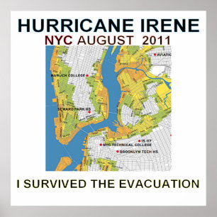 Poster Courrier de carte d'évacuation d'Irène New York