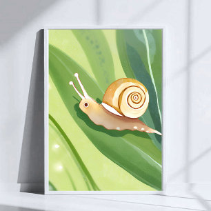 Poster Courrier Escargot Peinture à l'aquarelle de la n