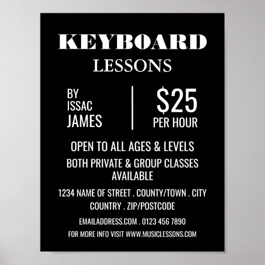 Poster Cours Clavier élégant Publicité (Devant)