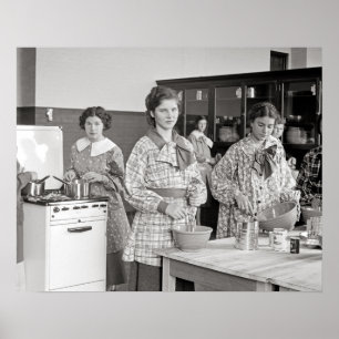Poster Cours de cuisine, 1935. Photo vintage