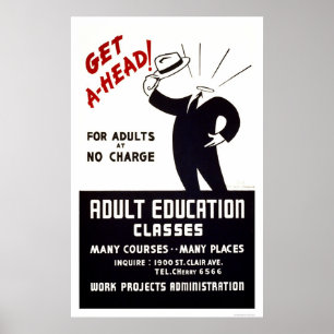 Poster Cours d'éducation des adultes 1938 WPA