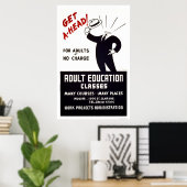 Poster Cours d'éducation des adultes 1938 WPA (Bureau à domicile)