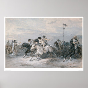 Poster Course à cheval dans un camp indien sioux (0603A)
