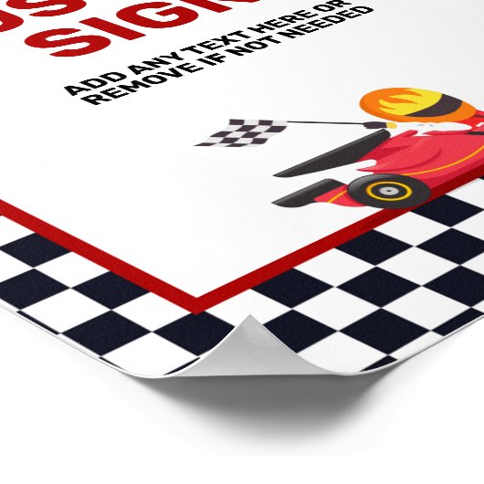 Poster Course automobile Deux garçons rapide Anniversaire (Coin)