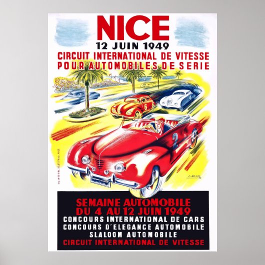 Poster Course automobile Nice France 1949 (Devant)