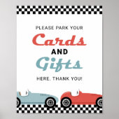 Poster Course automobile Retro Cartes et cadeaux d'annive (Devant)
