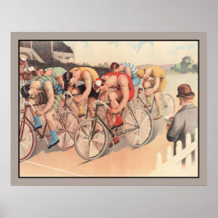 Poster Course de bicyclette vintage de dessin de Litho