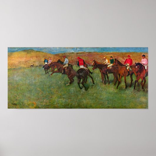 Poster Course de chevaux avant le début par Edgar Degas (Devant)