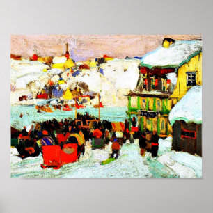 Poster Course de chevaux en hiver par Clarence Gagnon