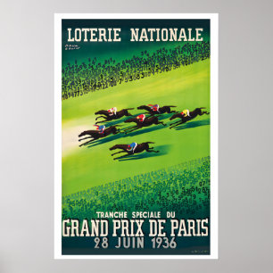Poster Course de chevaux vintage Grand Prix de Paris 1936