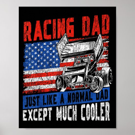 Poster Course de Dirt Track Papa de course Drapeau améric (Devant)