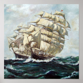 Poster Course de frégates de voile