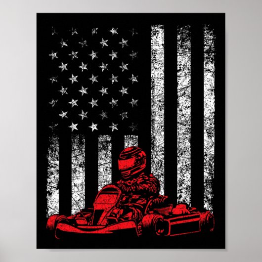 Poster Course de Kart - Course de Kart Usa Drapeau Améric (Devant)