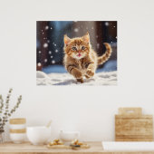 Poster *~* Course de neige Kitty 5:4 Chat Kitten AP68 (Cuisine)