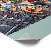 Poster Course de roue de hamsters mignons Graphique sport (Coin)