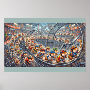 Poster Course de roue de hamsters mignons Graphique sport