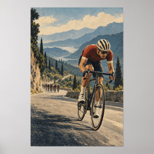 Poster Course de vélo sur route de montagne Paysage alpin