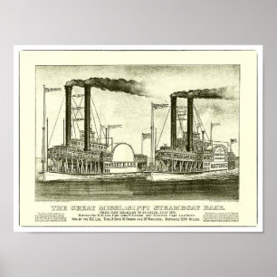 Poster Course du grand bateau à vapeur du Mississippi - I