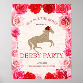Poster Course pour l'accueil du Derby Party Rose