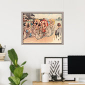 Poster Course vintage Litho Dessin à vélo (Bureau à domicile)