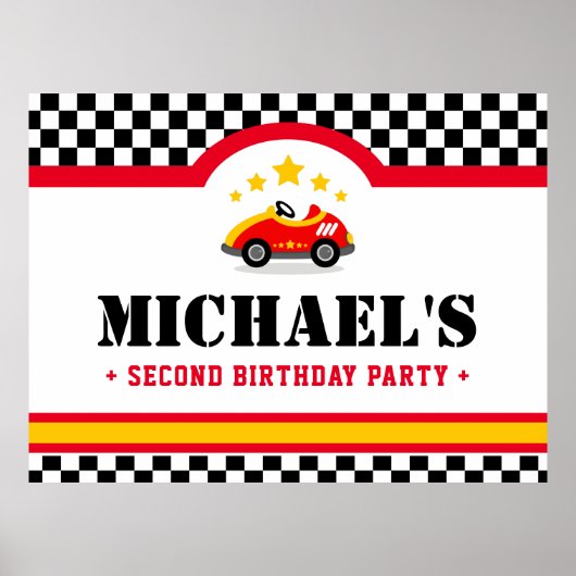 Poster Course voiture anniversaire fête dessert table arr (Devant)