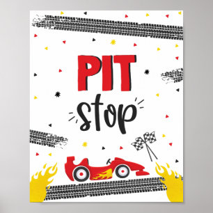 Poster Course Voiture Anniversaire fête Deux Fast Pit Sto