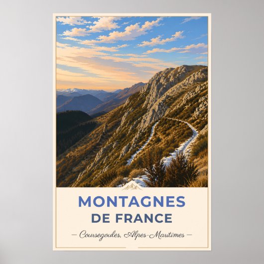 Poster Coursegoules, France – Mountain Peaks (Devant)