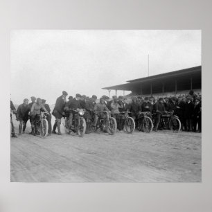 Poster Courses de motos, 1915. Photo ancienne