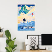 Poster Courses de ski, plaisir d'hiver dans les hautes mo (Bureau à domicile)