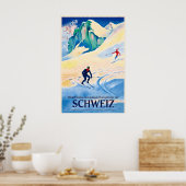 Poster Courses de ski, plaisir d'hiver dans les hautes mo (Cuisine)