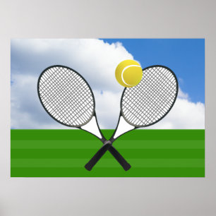 Poster court de tennis et RACKETS DE TENNIS