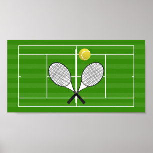 Poster court de tennis et RACKETS DE TENNIS