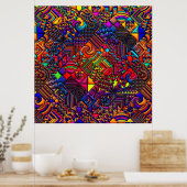 Poster courtepointe numérique moderne rétro (Cuisine)