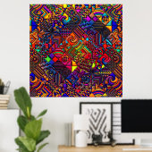 Poster courtepointe numérique moderne rétro (Bureau à domicile)