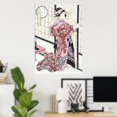 Poster Courtesan japonais Ukiyo-e avec des ornements de c (Bureau à domicile)