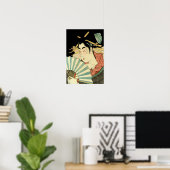 Poster Courtisane avec éventail Ogi (Bureau à domicile)