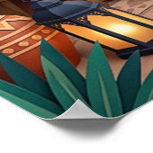 Poster Courtyard Sunset Art - Boho Turquoise Arches Palm  (Coin)