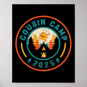 Poster Cousin Camp 2025 Équipe de camping Feu de camp Vac