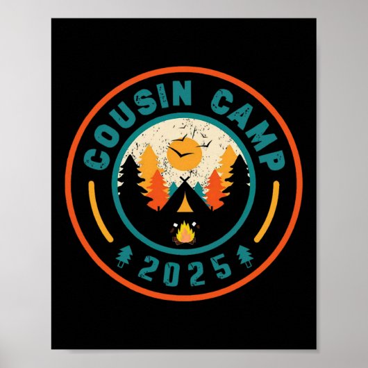 Poster Cousin Camp 2025 Équipe de camping Feu de camp Vac (Devant)