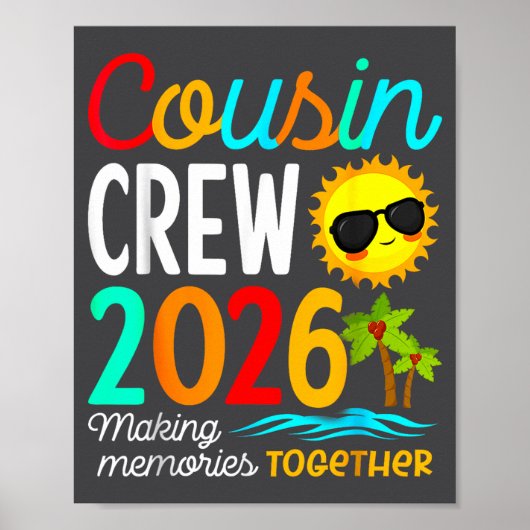 Poster Cousin Crew 2026 Summer Vacation Beach Family Trip (Devant)