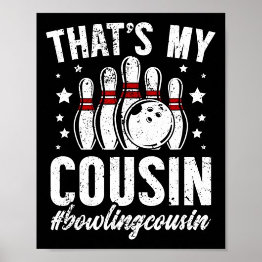 Poster Cousin De Bowling De Bowler Bowling Cousin - Noir (Devant)